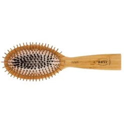 Bass Brushes 54 Dark Bamboo | Large Oval Hairbrush With Natural Bristle + Nylon Pin