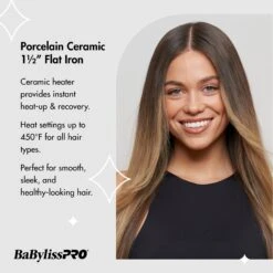 BabylissPRO Porcelain Ceramic 1 1/2" Straightening Iron - Item No. BP9559UC -Bumble Sale Store BabylissPRO Porcelain Ceramic 1.5 Straightening Iron BP9559UC 2