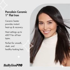 BabylissPRO Porcelain Ceramic 1" Straightening Iron - Item No. BP9557UC 8 BabylissPRO Porcelain Ceramic 1" Straightening Iron - Item No. BP9557UC -Bumble Sale Store BabylissPRO Porcelain Ceramic 1 Straightening Iron BP9557UC 1