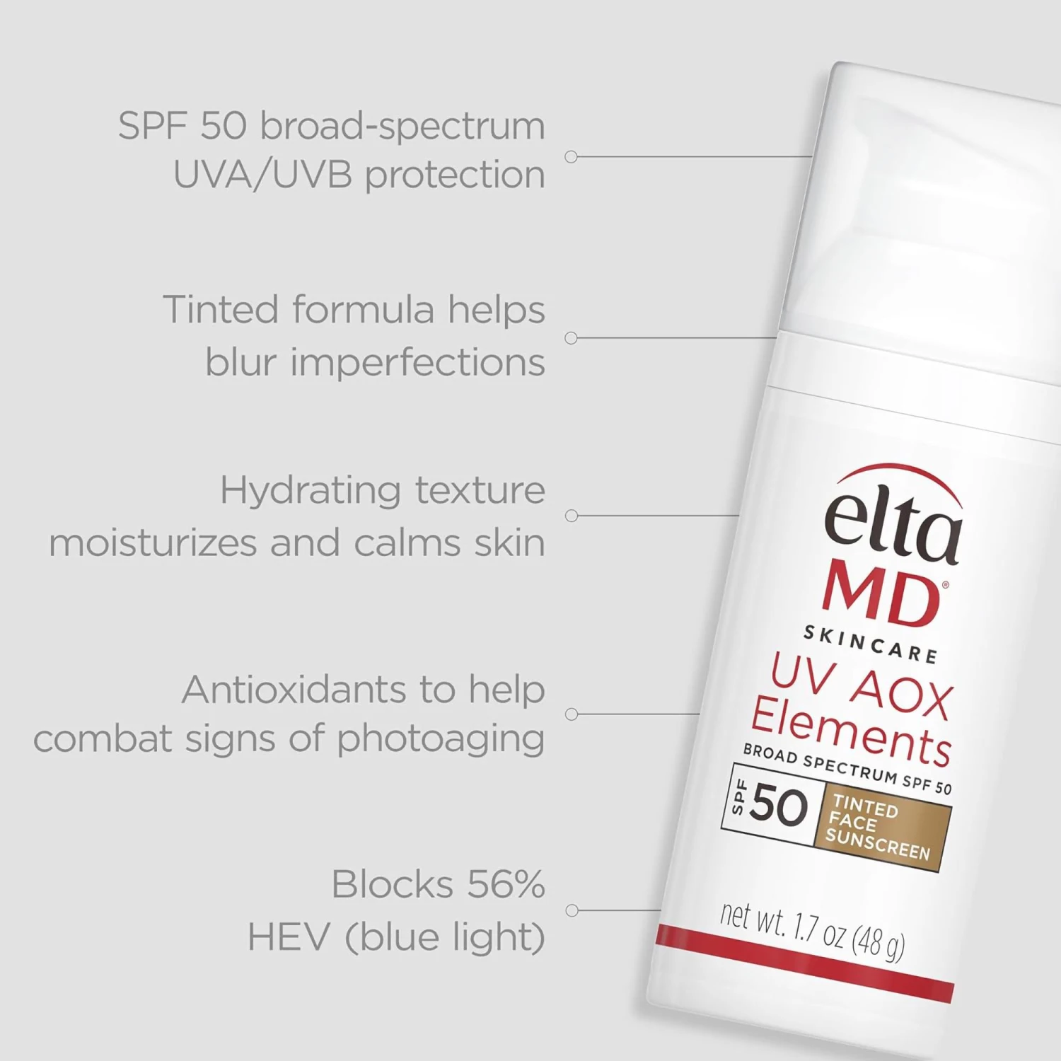 Elta Md UV AOX Elements Broad Spectrum SPF 50 Tinted Face Sunscreen - Image 8