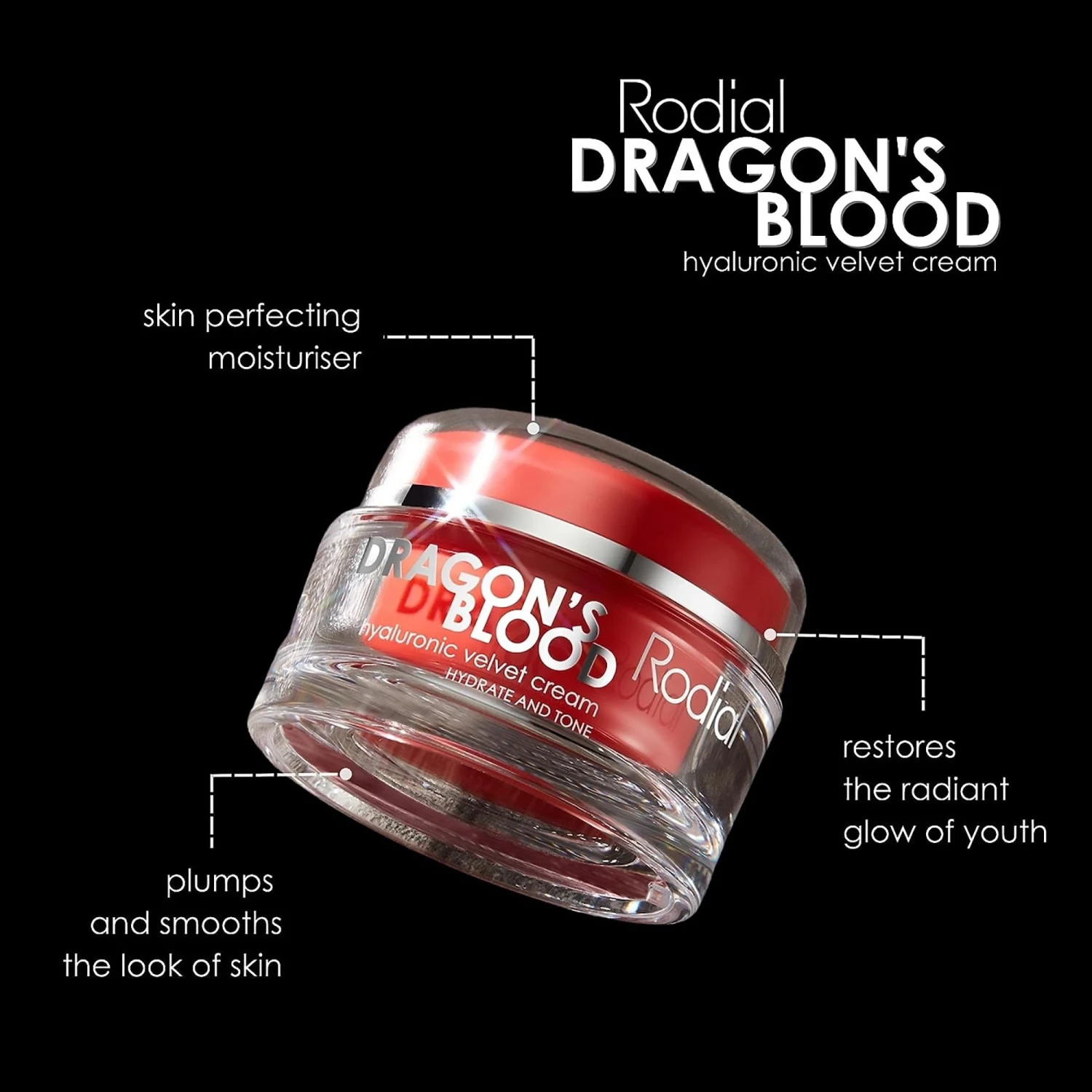 Rodial Dragon's Blood Hyaluronic Velvet Cream 4 Rodial Dragon's Blood Hyaluronic Velvet Cream - Image 2