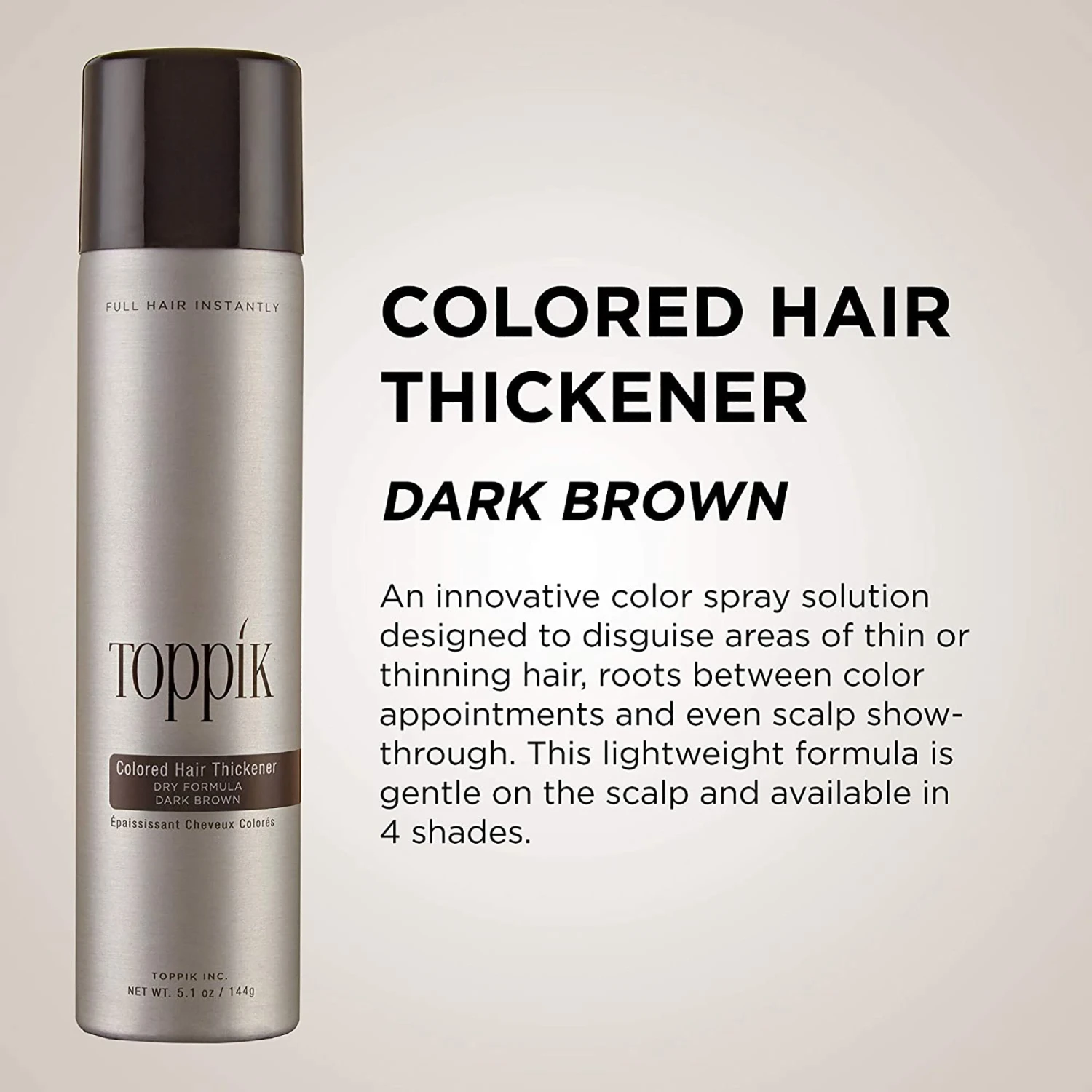 Toppik Colored Hair Thickener Spray - Dark Brown 5oz 5 Toppik Colored Hair Thickener Spray - Dark Brown 5oz - Image 3