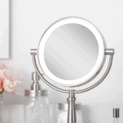Zadro 9" Round LED Cordless Dual-Sided Mirror 5X/1X -Bumble Sale Store zadro9inchRoundLedCordlessDual SidedMirror5X1Xmirror