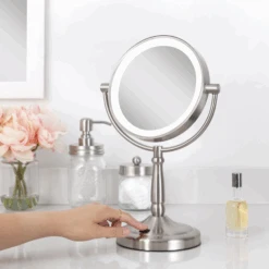 Zadro 9" Round LED Cordless Dual-Sided Mirror 10X/1X 9 Zadro 9" Round LED Cordless Dual-Sided Mirror 10X/1X -Bumble Sale Store zadro ledmv310 round long neck table mirror